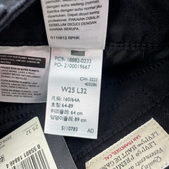 Levi's 721 High Rise Skinny Jean Size 25 Long Shot - Black - Picture 5 of 8